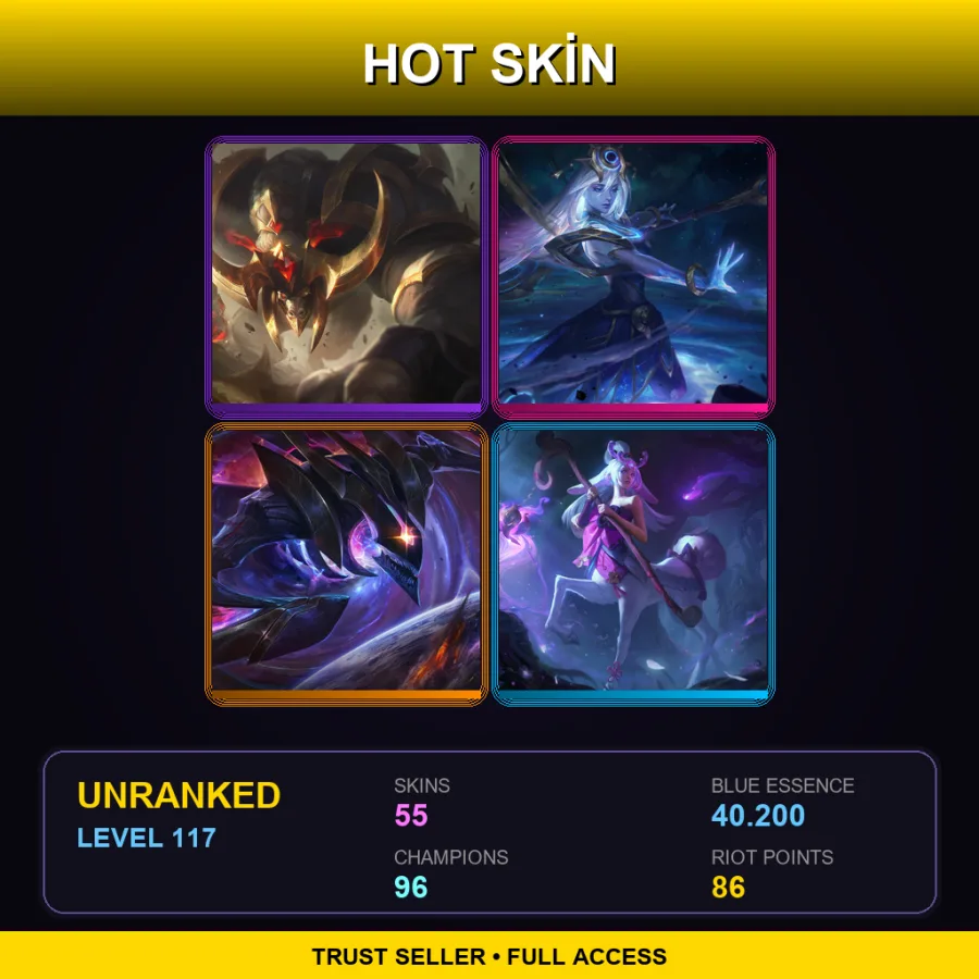 NA | Lv117 | Unranked | 55 Skin | 96 Champ