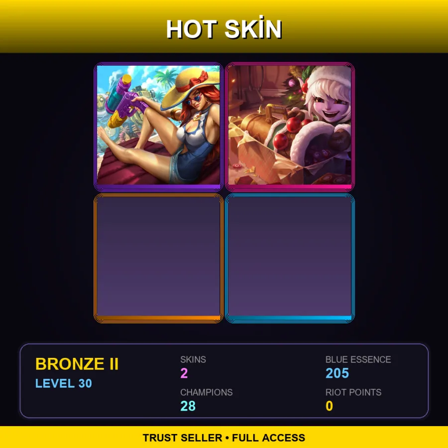 EUNE | Lv30 | Bronze II | 2 Skin | 28 Champ