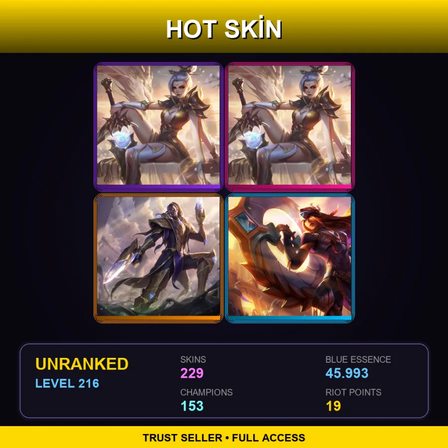 VN | Lv216 | Unranked | 229 Skin | 153 Champ
