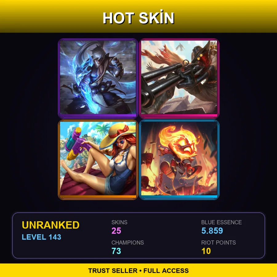 LAS | Lv143 | Unranked | 25 Skin | 73 Champ