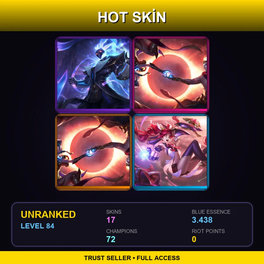LAN | Lv84 | Unranked | 17 Skin | 72 Champ — LoL account