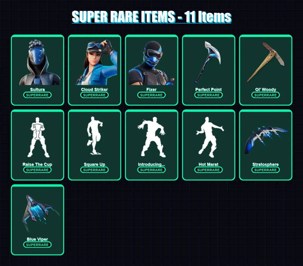 [PS4/PS5/XBOX/PC] | Sultura | Cloud Striker | Fixer | Menace | Predator | 61 skin | 81 pickaxe | 84 emote | 80 glider | Lv1361