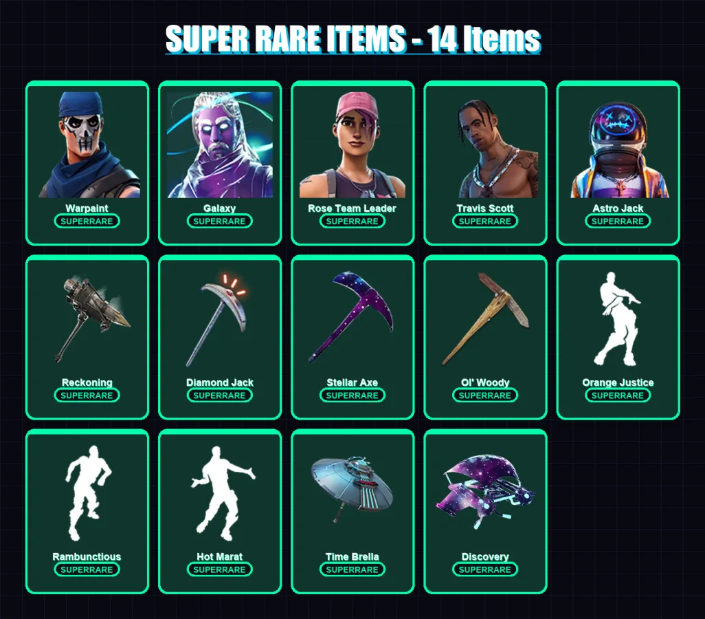 [PC/PSN] | Warpaint | Galaxy | Rose Team Leader | Travis Scott | Astro Jack | 138 skin | 134 pickaxe | 164 emote | 130 glider | Lv1561 — Fortnite account