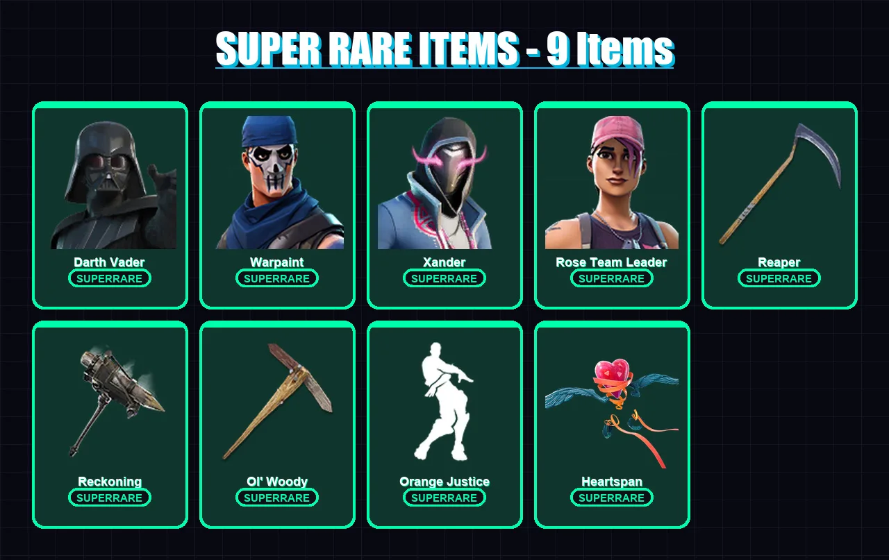 [PC/XBOX/PSN] | Darth Vader | Warpaint | Xander | Rose Team Leader | Twyn | 136 skin | 129 pickaxe | 108 emote | 116 glider | Lv1999
