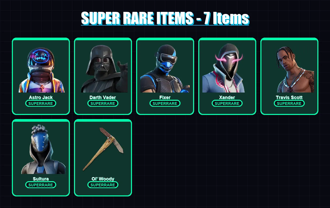 [PS4/PS5/XBOX/PC] | Astro Jack | Darth Vader | Fixer | Xander | Travis Scott | 71 skin | 96 pickaxe | 76 emote | 83 glider | Lv1421