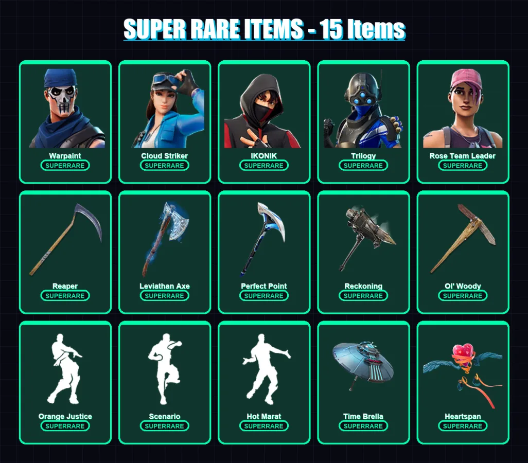[PC/XBOX/PSN] | Warpaint | Cloud Striker | IKONIK | Trilogy | Rose Team Leader | 112 skin | 130 pickaxe | 114 emote | 128 glider | Lv1966 — Fortnite account