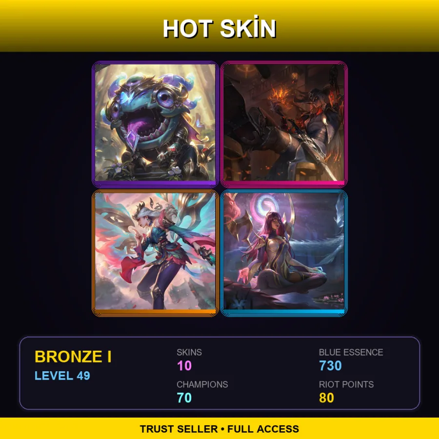 TR | Lv49 | Bronze I | 10 Skin | 70 Champ