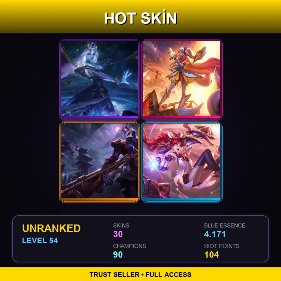 LAN | Lv54 | Unranked | 30 Skin | 90 Champ