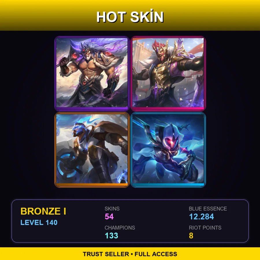 EUNE | Lv140 | Bronze I | 54 Skin | 133 Champ