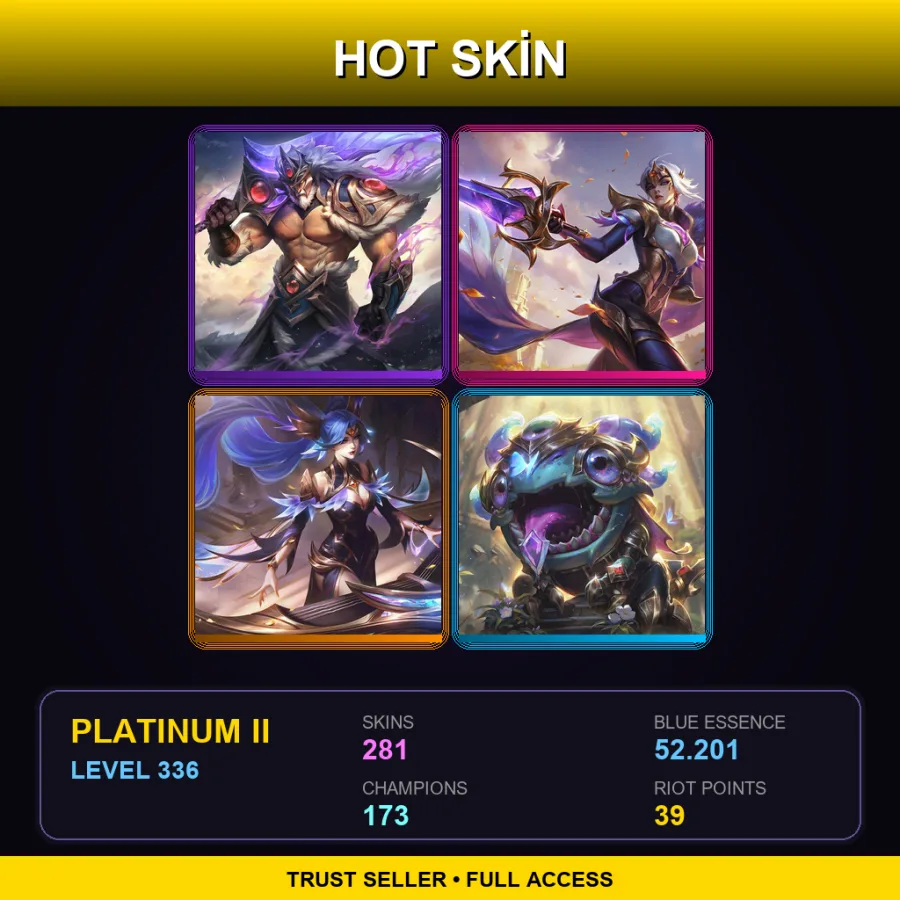 LAN | Lv336 | Platinum II | 281 Skin | 173 Champ — LoL account