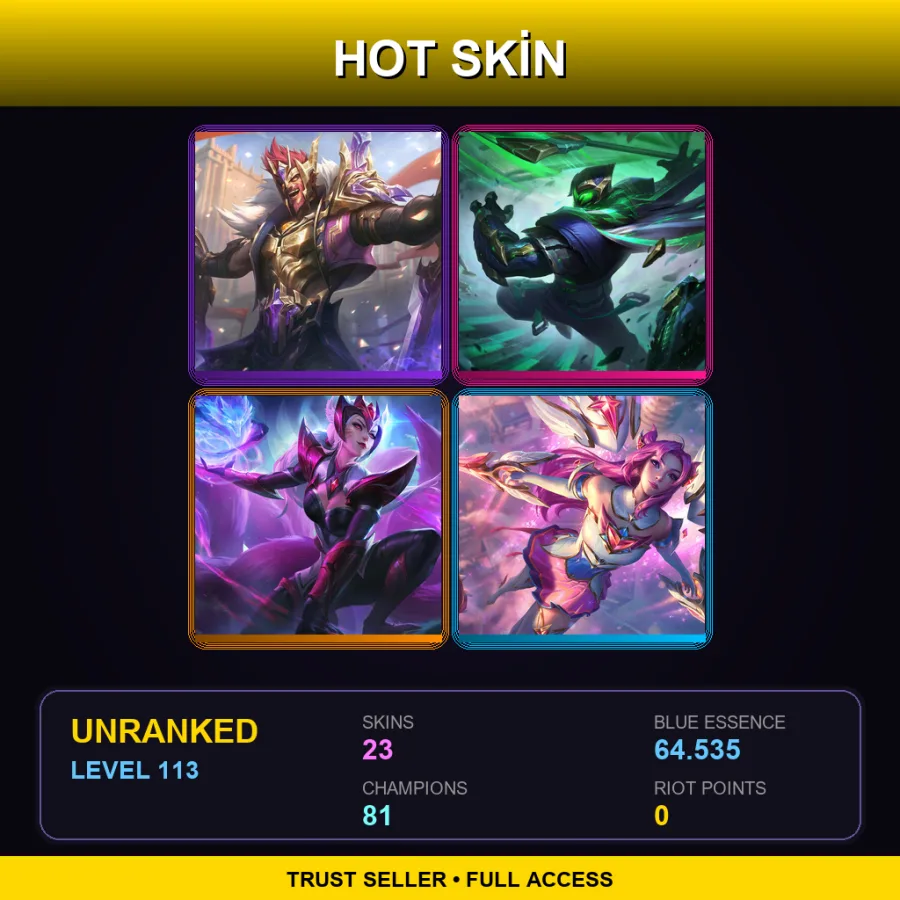 LAS | Lv113 | Unranked | 23 Skin | 81 Champ — LoL account
