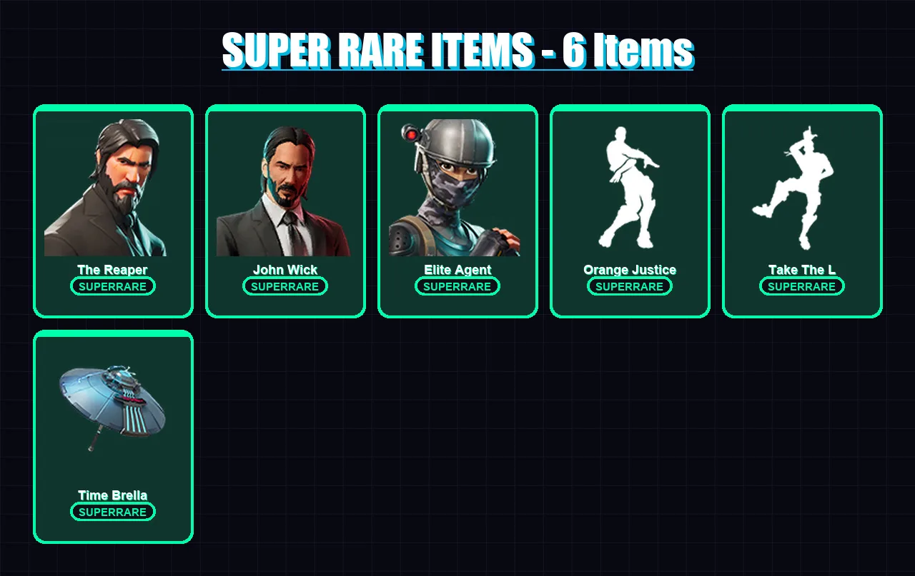 [PS4/PS5/PC] | The Reaper | John Wick | Elite Agent | Tricera Ops | Snap | 164 skin | 189 pickaxe | 125 emote | 128 glider | Lv1355 — Fortnite account