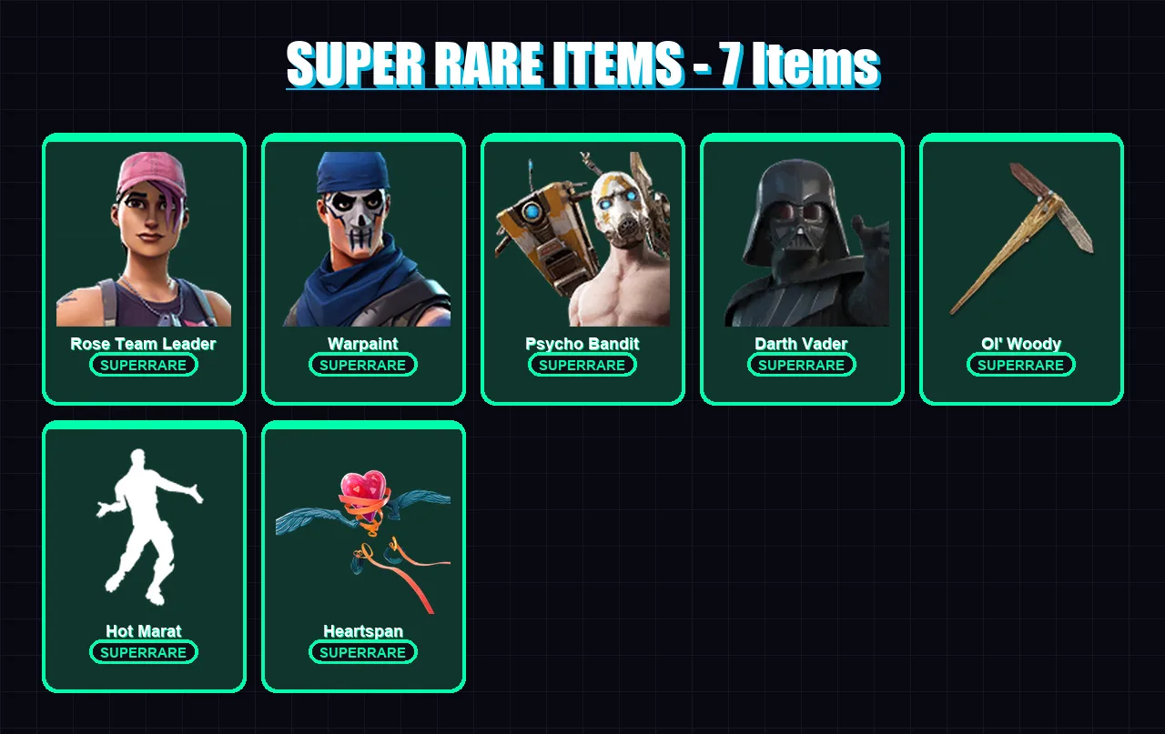 [PC/XBOX/PSN] | Rose Team Leader | Warpaint | Psycho Bandit | Darth Vader | Sentinel | 49 skin | 58 pickaxe | 38 emote | 52 glider | Lv579