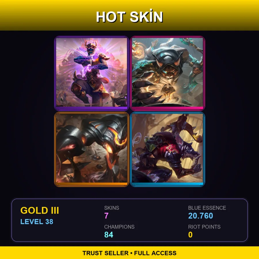 LAS | Lv38 | Gold III | 7 Skin | 84 Champ — LoL account