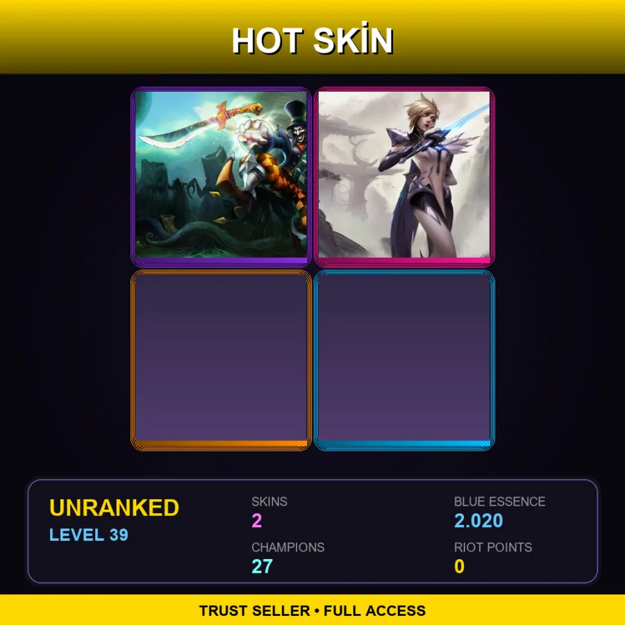 TR | Lv39 | Unranked | 2 Skin | 27 Champ — LoL account