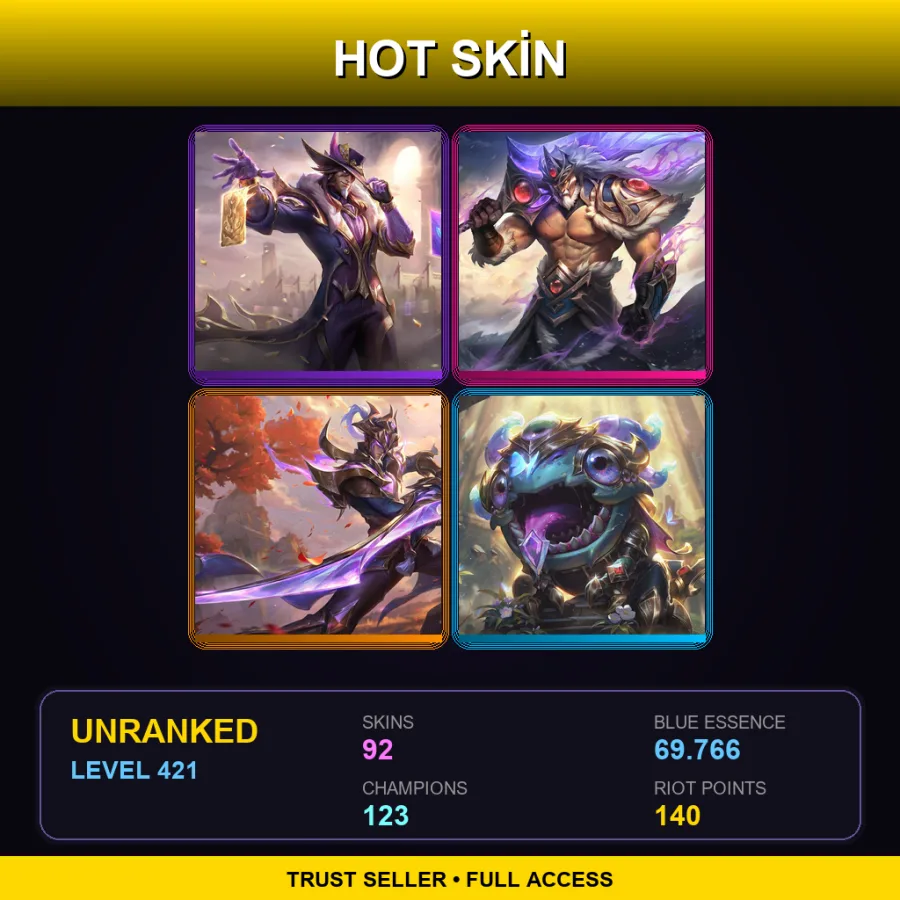 LAN | Lv421 | Unranked | 92 Skin | 123 Champ