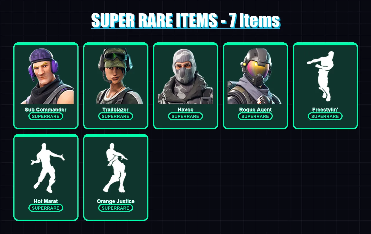 [PC/XBOX/PSN] | Sub Commander | Trailblazer | Havoc | Rogue Agent | Carbide | 24 skin | 46 pickaxe | 33 emote | 38 glider | Lv513