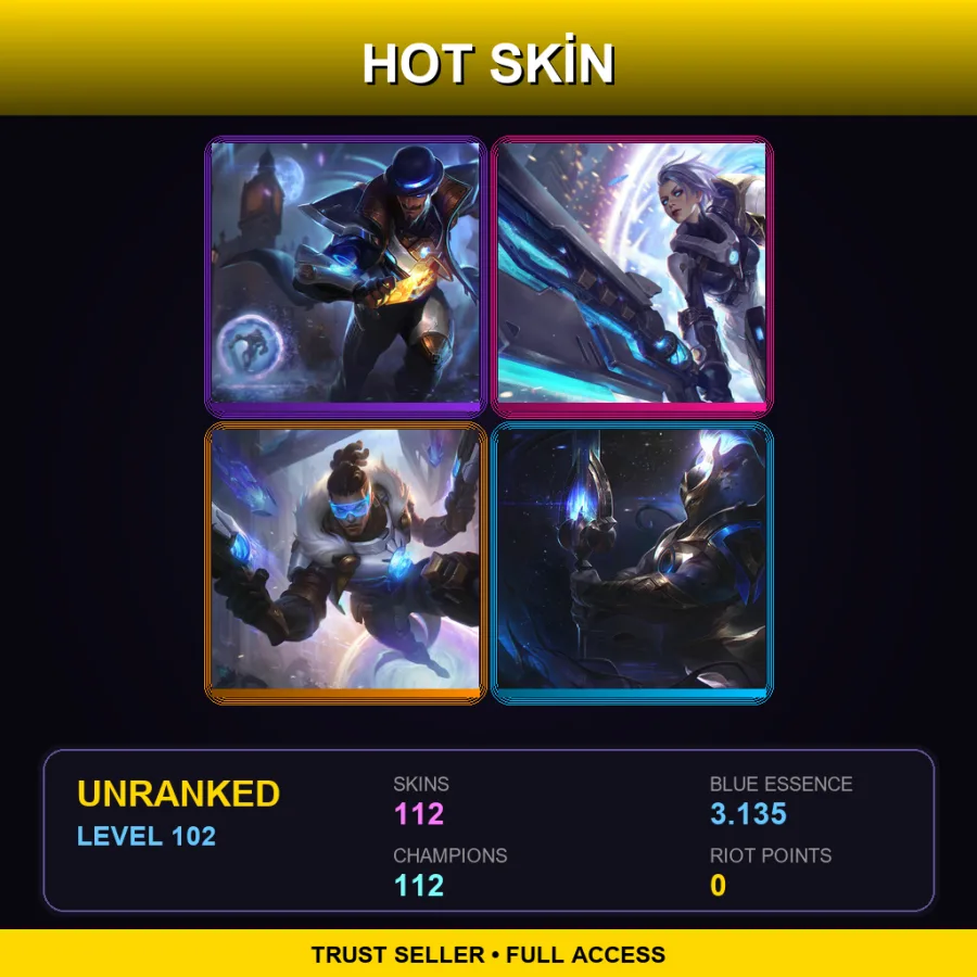 VN | Lv102 | Unranked | 112 Skin | 112 Champ