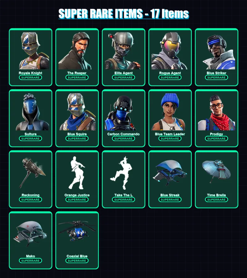 [PC/XBOX] | Royale Knight | The Reaper | Elite Agent | Rogue Agent | Blue Striker | 67 skin | 57 pickaxe | 66 emote | 67 glider | Lv826