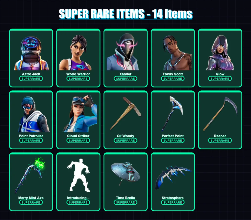 [PS4/PS5/PC] | Astro Jack | World Warrior | Xander | Travis Scott | Glow | 333 skin | 284 pickaxe | 212 emote | 173 glider | Lv2922 — Fortnite account