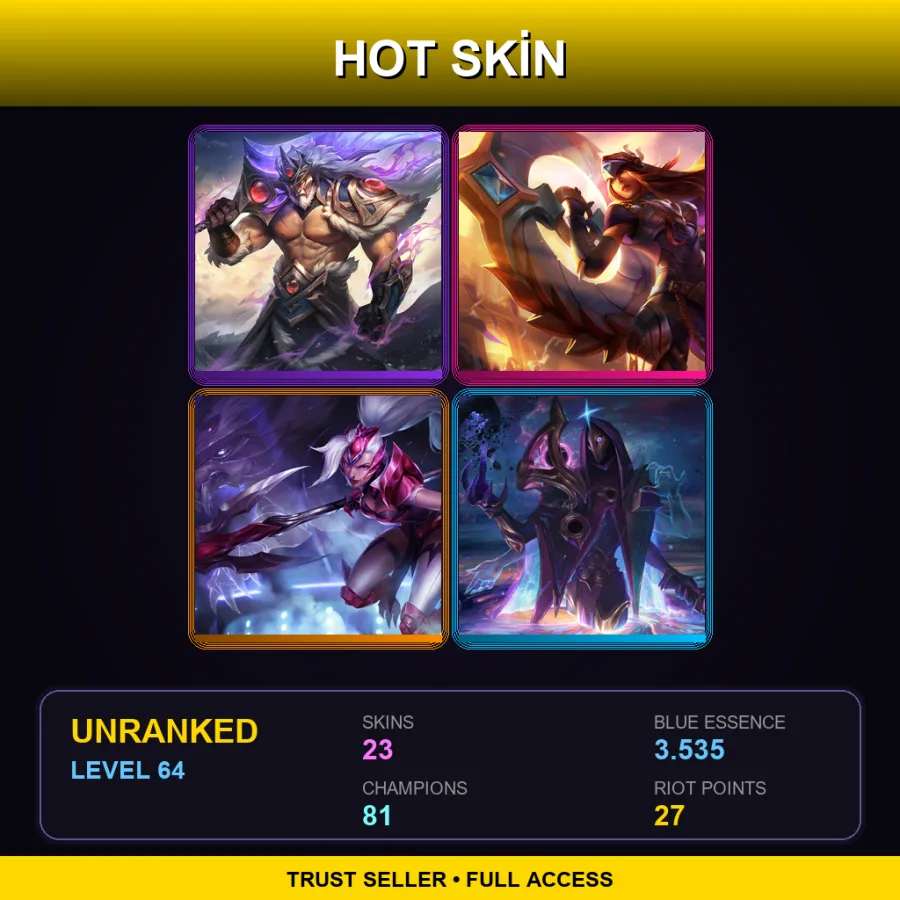EUW | Lv64 | Unranked | 23 Skin | 81 Champ