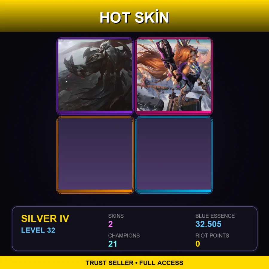 EUW | God-King Darius | Battle Bunny Miss Fortune | 2 Skin | 21 Champ | Silver IV | Lv32