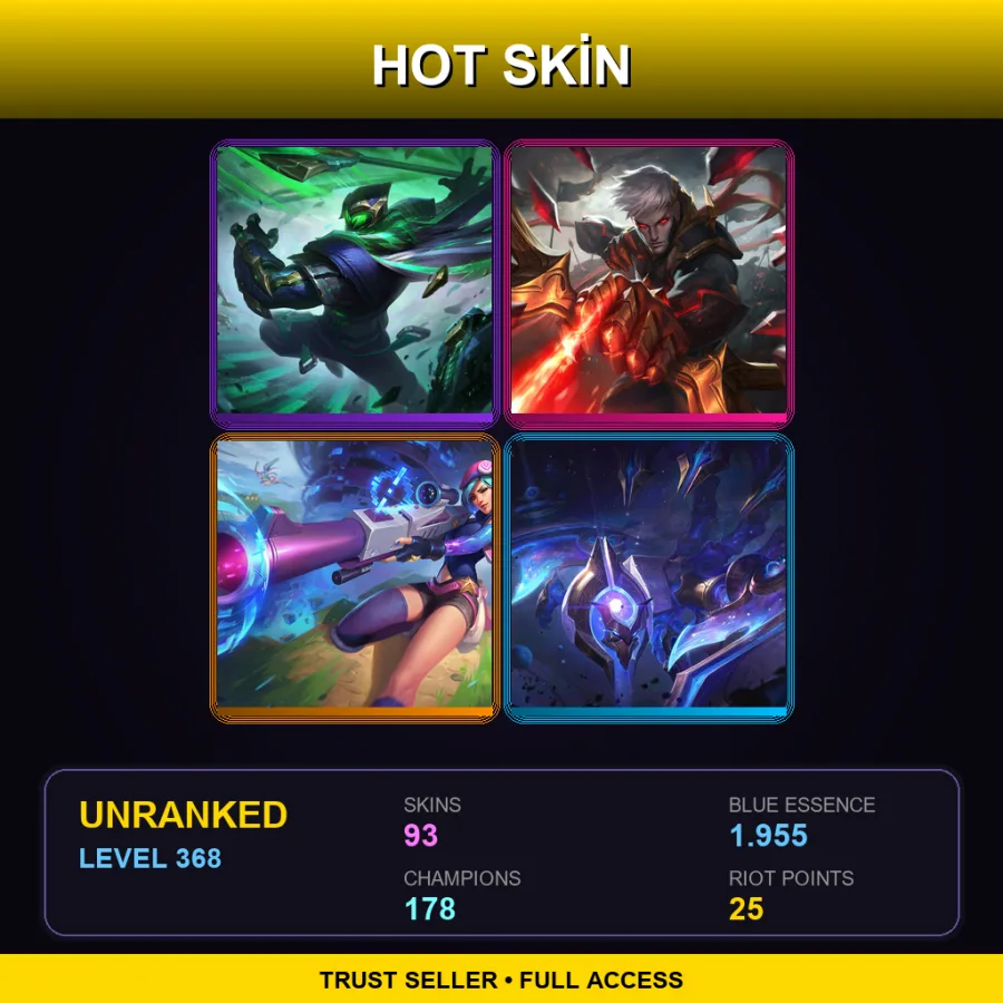 LAN | Lv368 | Unranked | 93 Skin | 178 Champ