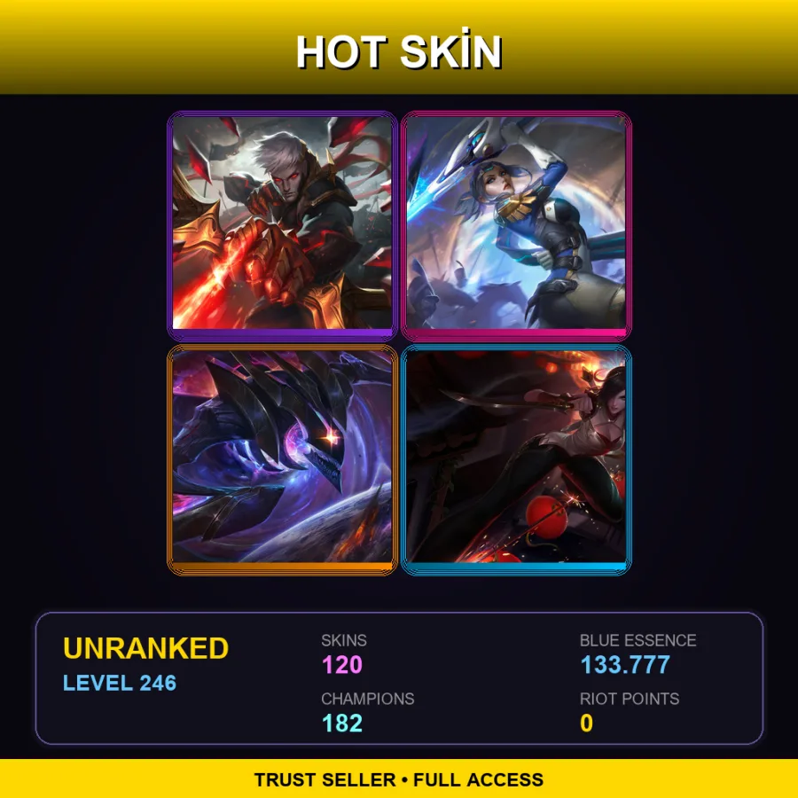 SG | Conqueror Varus | Pulsefire Fiora | Dark Star Kha'Zix | Warring Kingdoms Katarina | 120 Skin | 182 Champ | Lv246 — LoL account