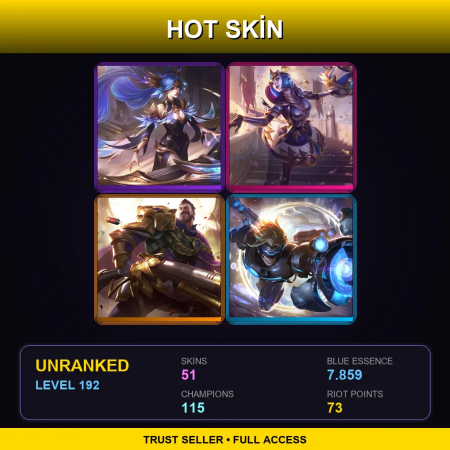 NA | Lv192 | Unranked | 51 Skin | 115 Champ