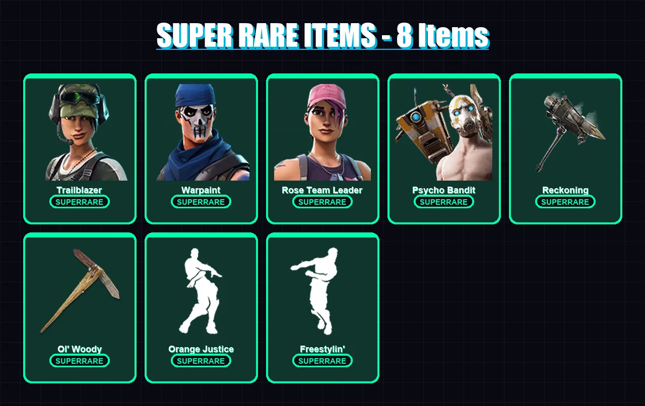 [PC] | Trailblazer | Warpaint | Rose Team Leader | Psycho Bandit | Calamity | 30 skin | 27 pickaxe | 27 emote | 31 glider | Lv371