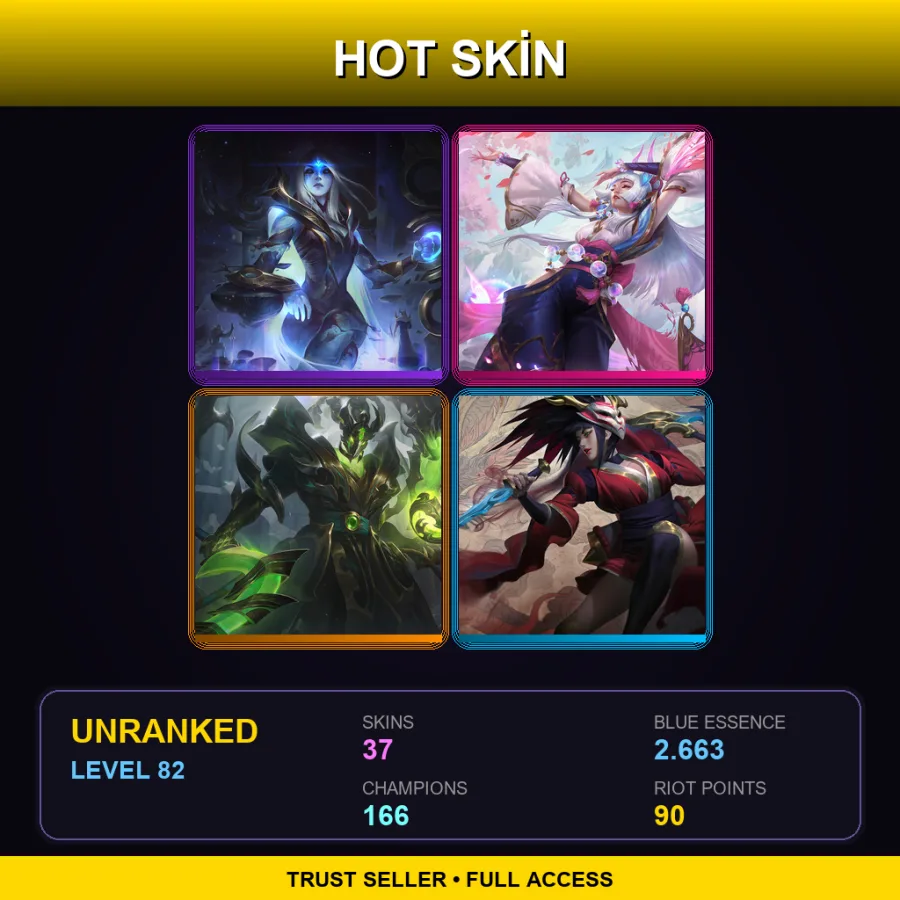 EUNE | Lv82 | Unranked | 37 Skin | 166 Champ