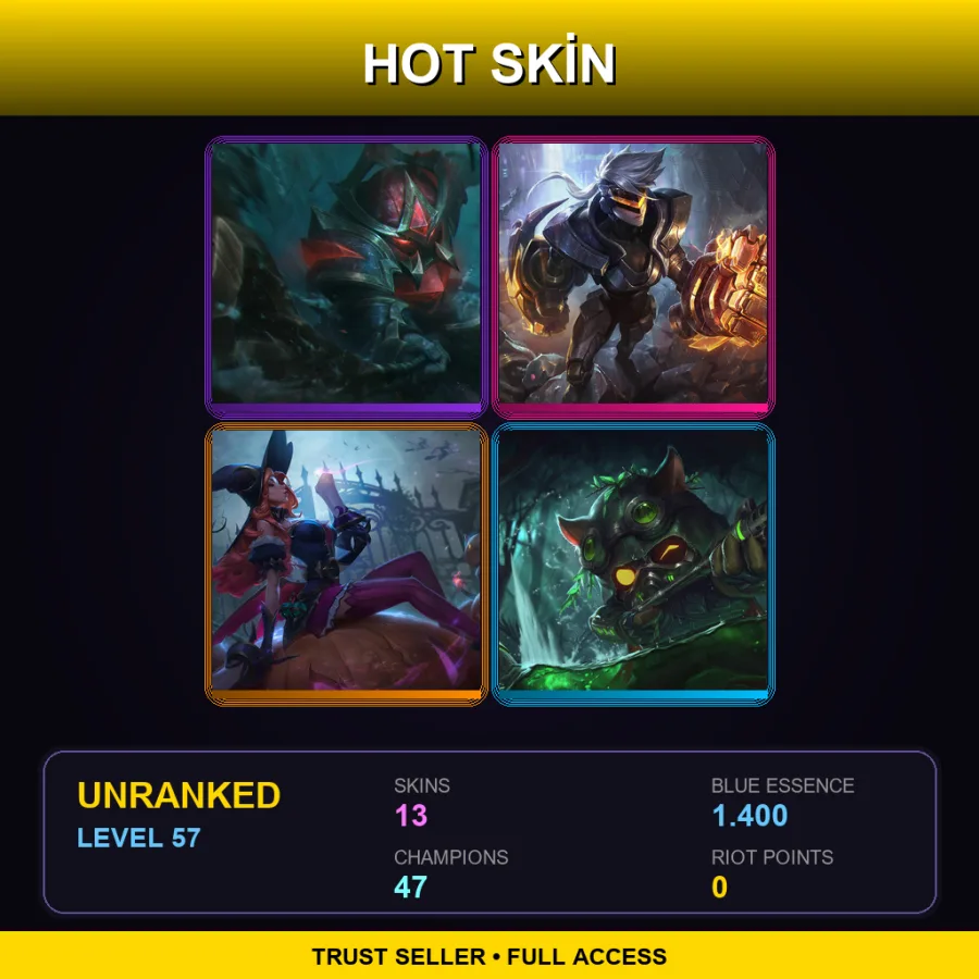 NA | Lv57 | Unranked | 13 Skin | 47 Champ