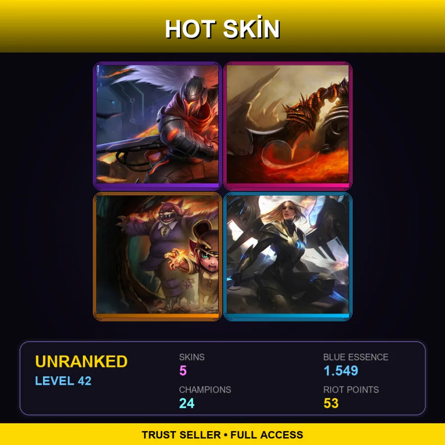EUW | Lv42 | Unranked | 5 Skin | 24 Champ