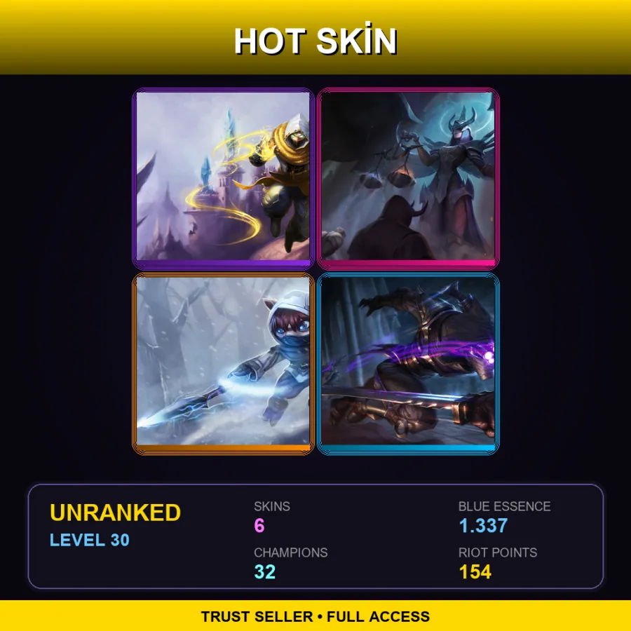 SG | Lv30 | Unranked | 6 Skin | 32 Champ