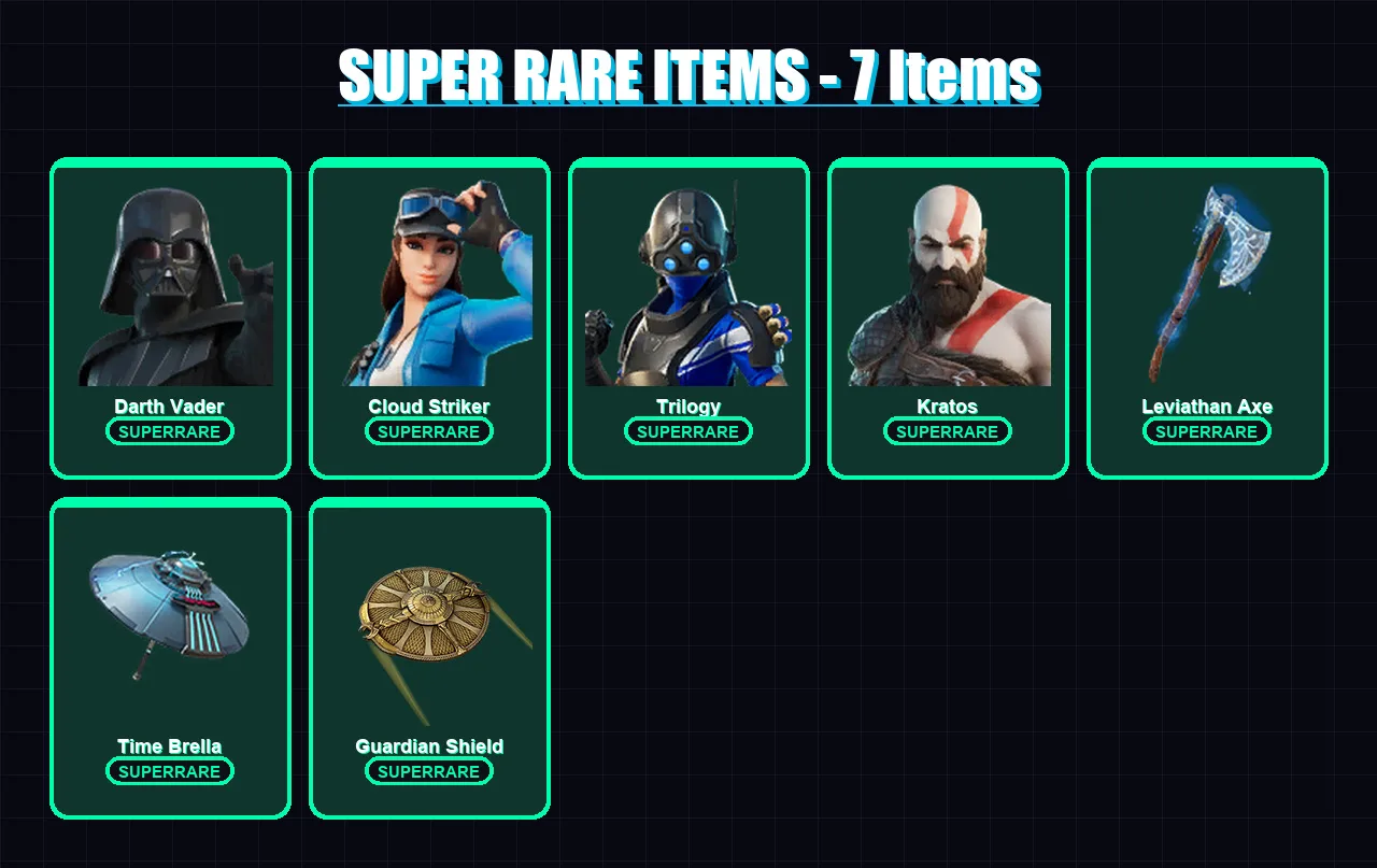 [PS4/PS5/XBOX/PC] | Darth Vader | Cloud Striker | Trilogy | Kratos | Joey | 221 skin | 272 pickaxe | 188 emote | 228 glider | Lv3456