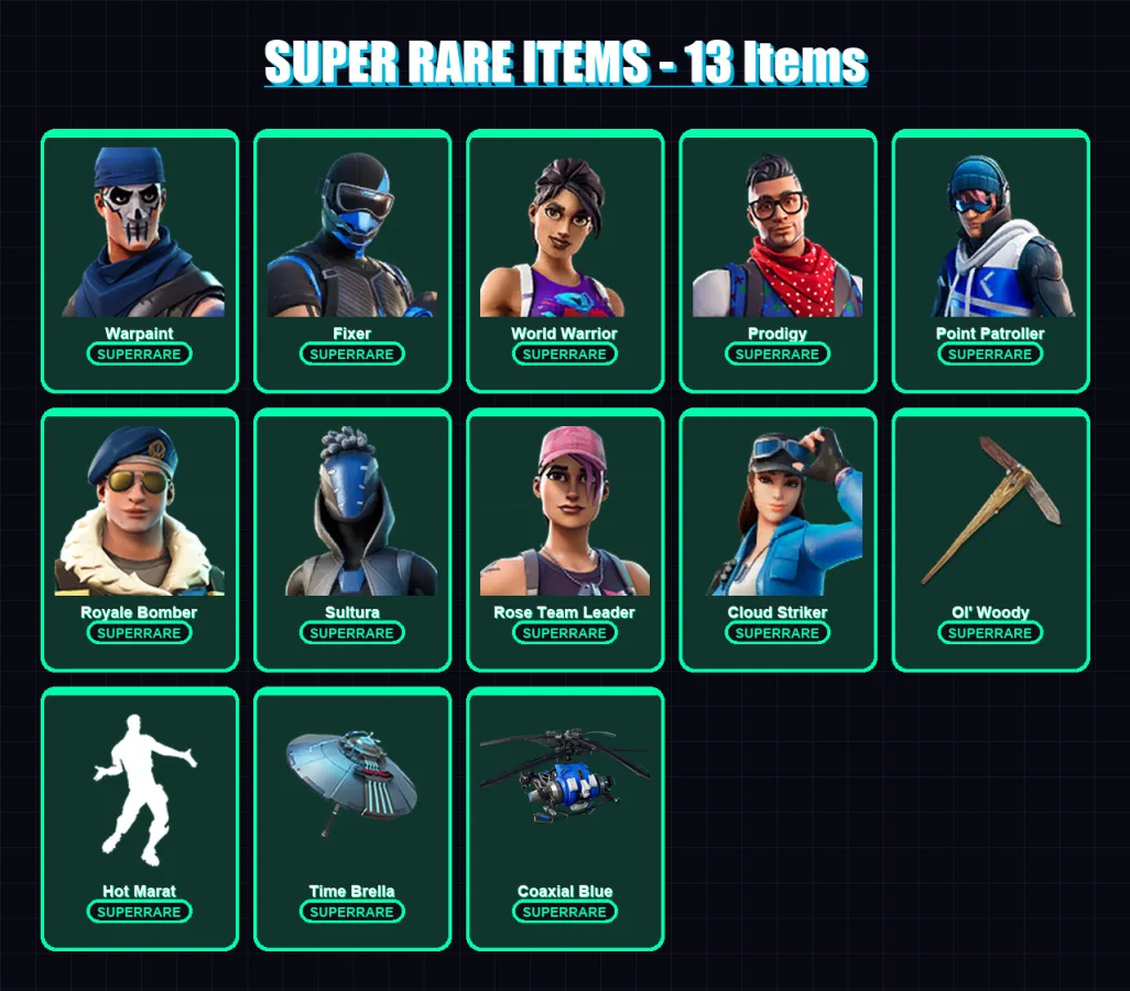 [PC/XBOX] | Warpaint | Fixer | World Warrior | Prodigy | Point Patroller | 79 skin | 92 pickaxe | 80 emote | 104 glider | Lv1484