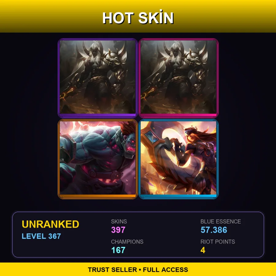 EUW | Lv367 | Unranked | 397 Skin | 167 Champ