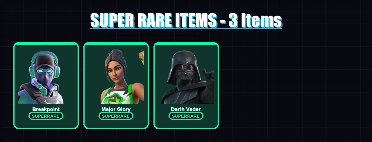 [PC/XBOX/PSN] | Breakpoint | Major Glory | Darth Vader | Deadpool | Raz | 138 skin | 147 pickaxe | 110 emote | 112 glider | Lv1782