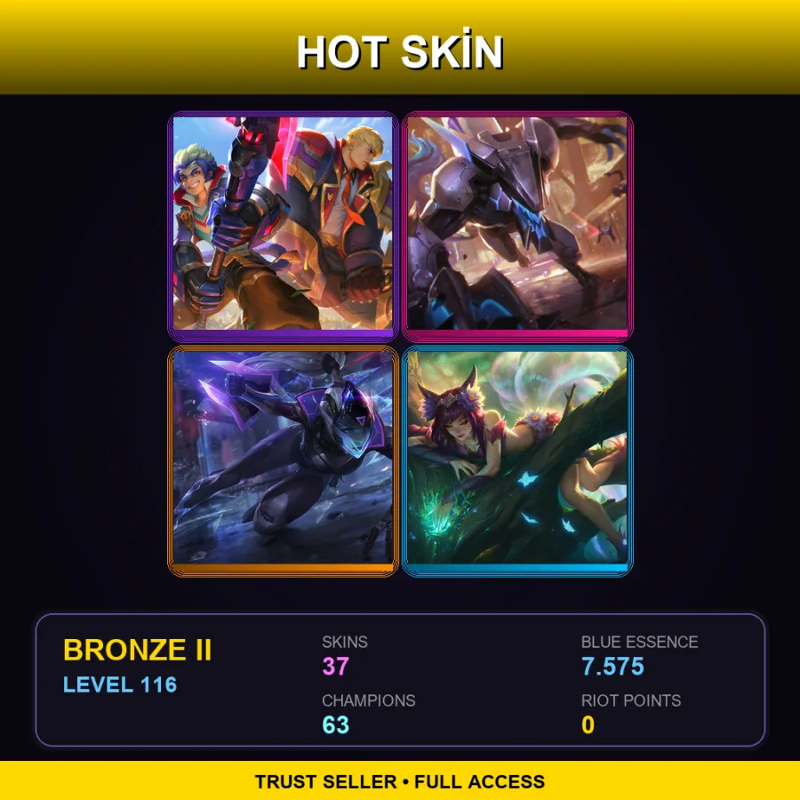 EUNE | Lv116 | Bronze II | 37 Skin | 63 Champ — LoL account