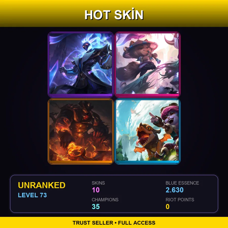 LAN | Lv73 | Unranked | 10 Skin | 35 Champ — LoL account