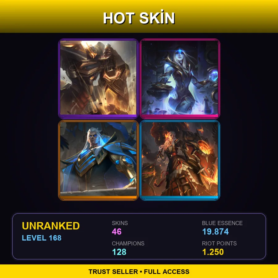 EUW | Lv168 | Unranked | 46 Skin | 128 Champ