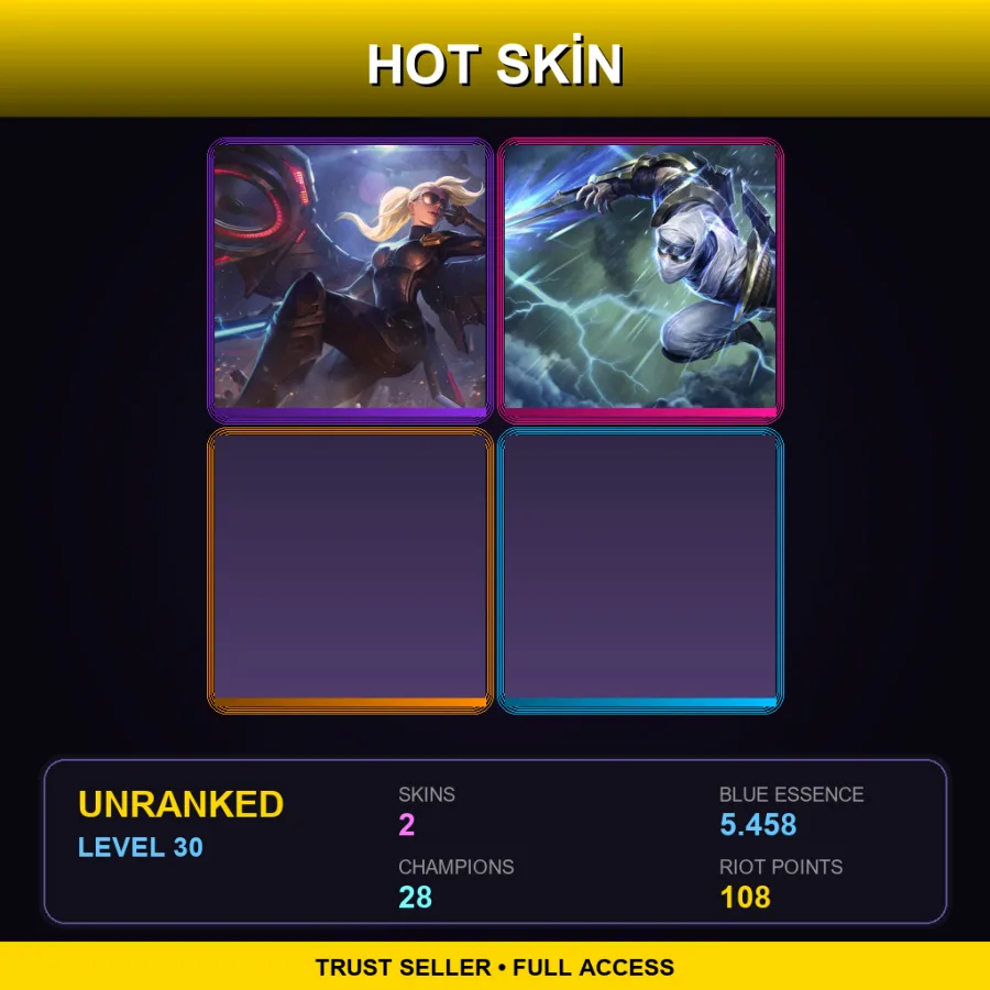 LAN | Lv30 | Unranked | 2 Skin | 28 Champ — Riot Kayle