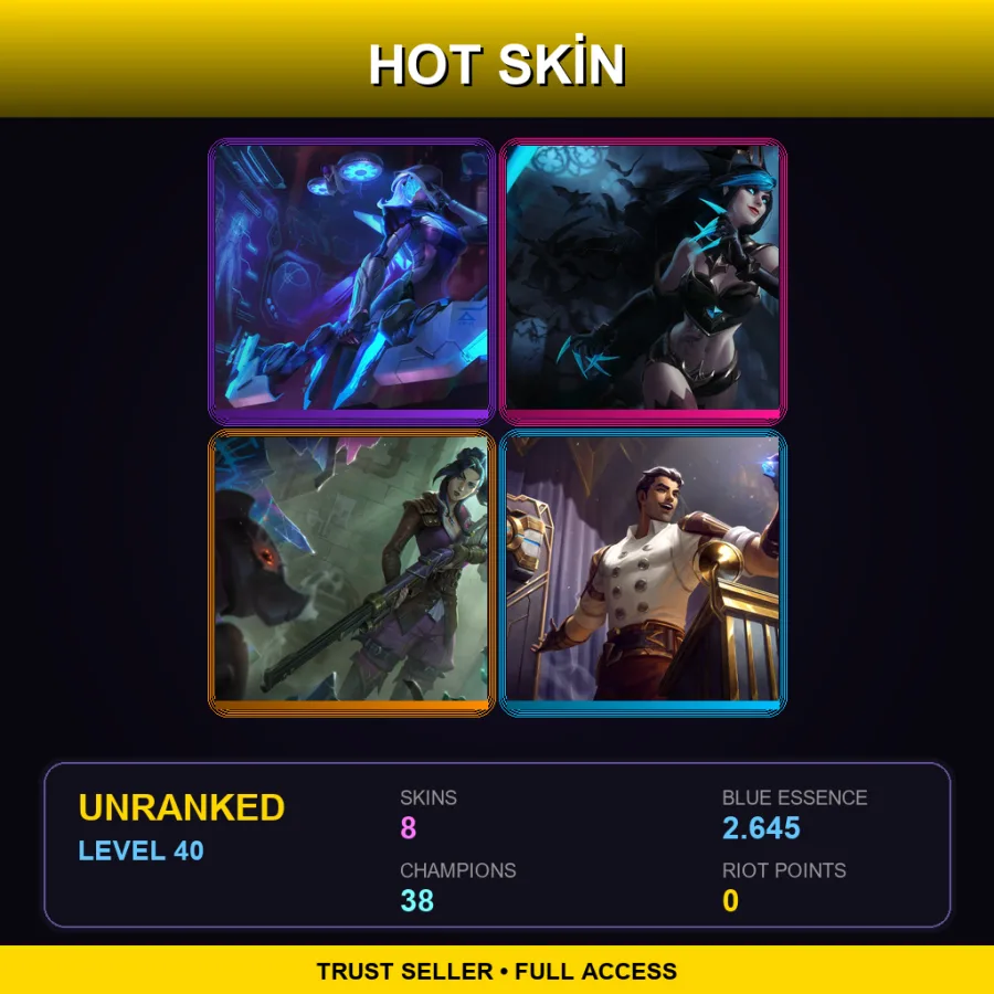 LAN | Lv40 | Unranked | 8 Skin | 38 Champ