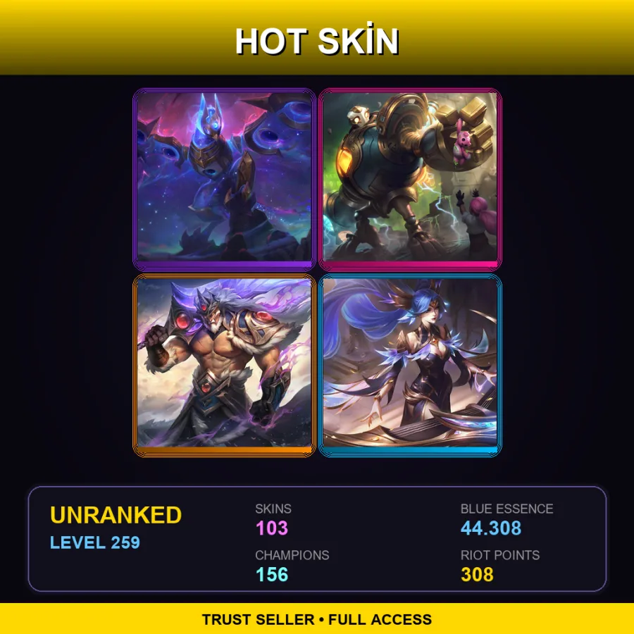 EUNE | Lv259 | Unranked | 103 Skin | 156 Champ