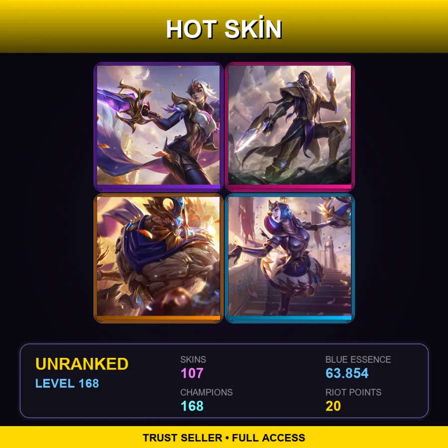 EUW | Lv168 | Unranked | 107 Skin | 168 Champ — LoL account