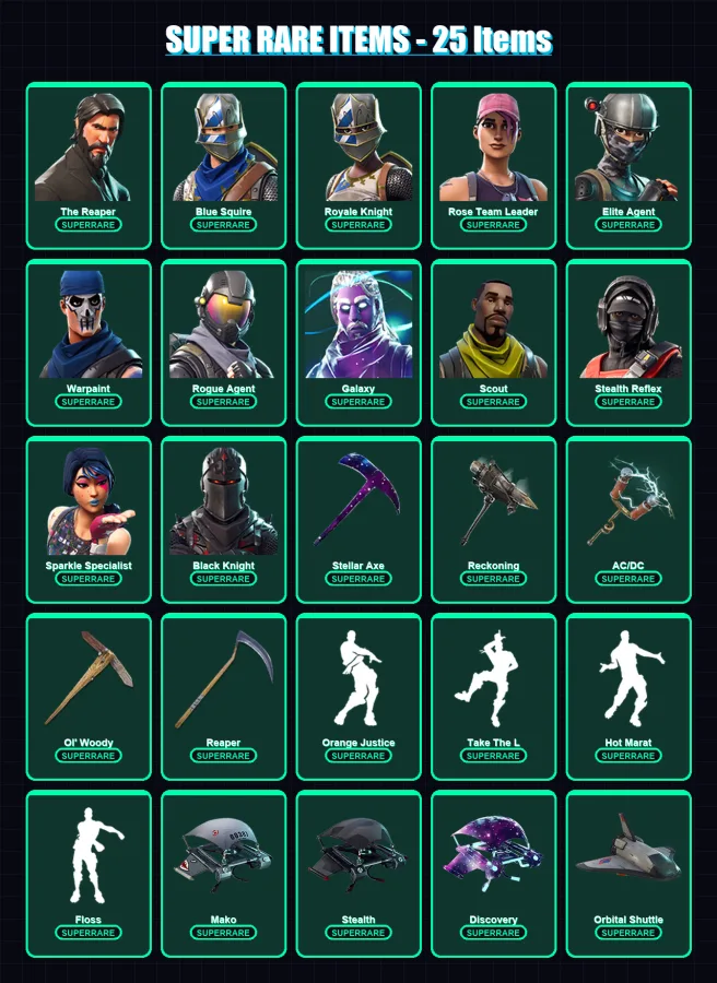 [PC/XBOX] | The Reaper | Blue Squire | Royale Knight | Rose Team Leader | Elite Agent | 208 skin | 103 pickaxe | 109 emote | 96 glider | Lv881 — Fortnite account