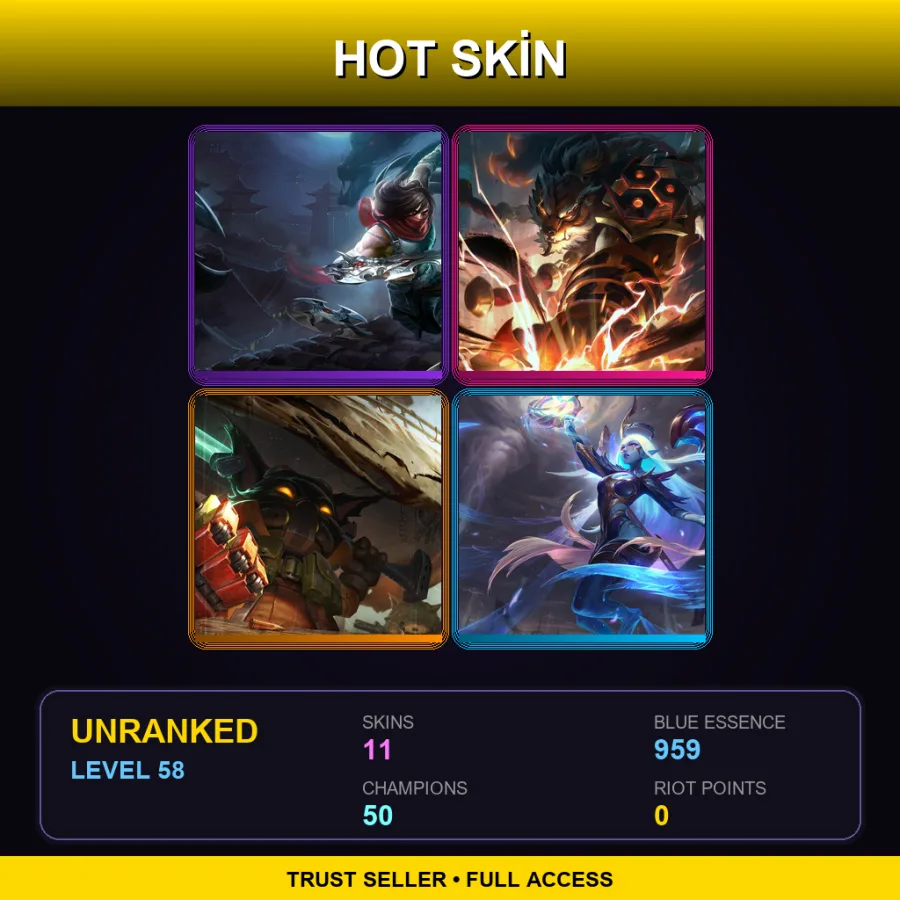SG | Lv58 | Unranked | 11 Skin | 50 Champ