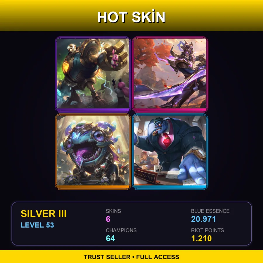 NA | Lv53 | Silver III | 6 Skin | 64 Champ — LoL account