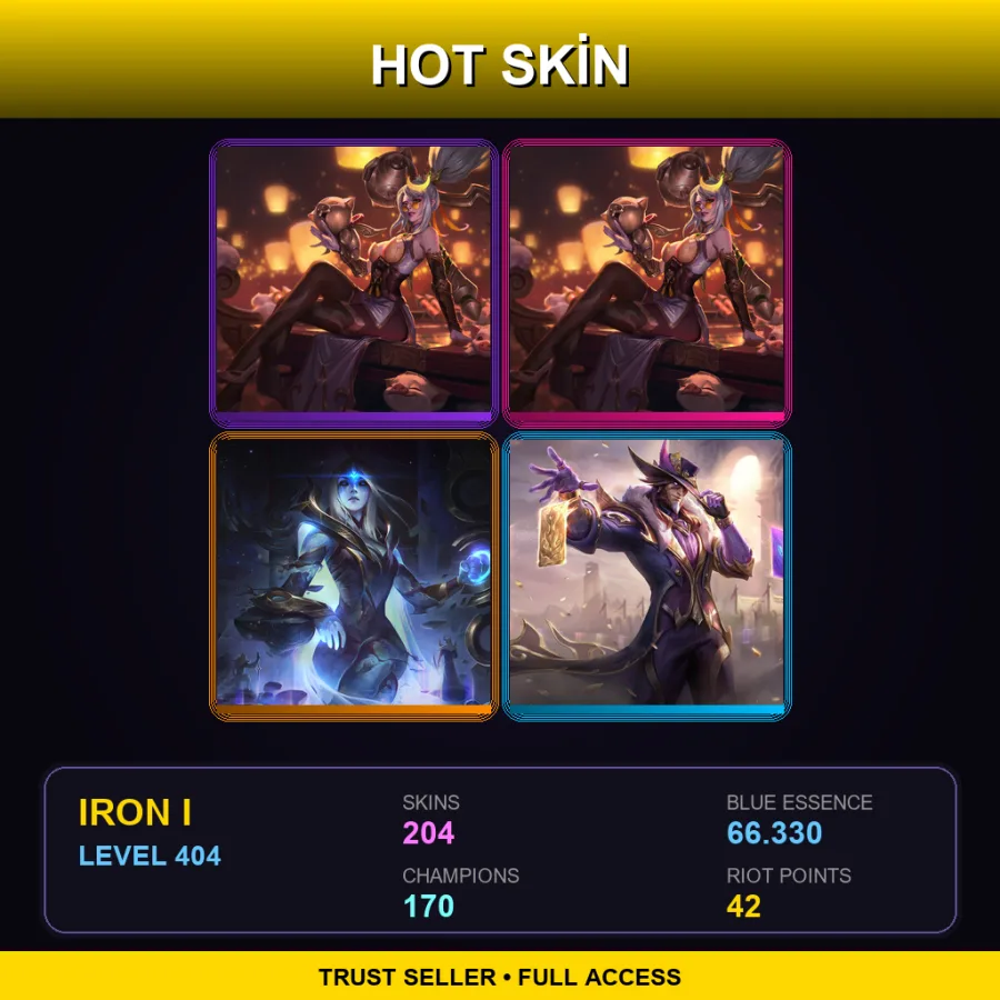 EUW | Lv404 | Iron I | 204 Skin | 170 Champ — LoL account