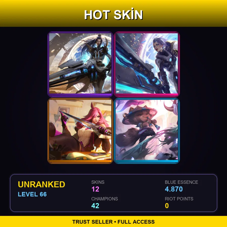 NA | Lv66 | Unranked | 12 Skin | 42 Champ — LoL account